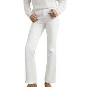 AMO Bella jeans, high-rise, boot cut, opened hem.     Size 31, Color: White Oak